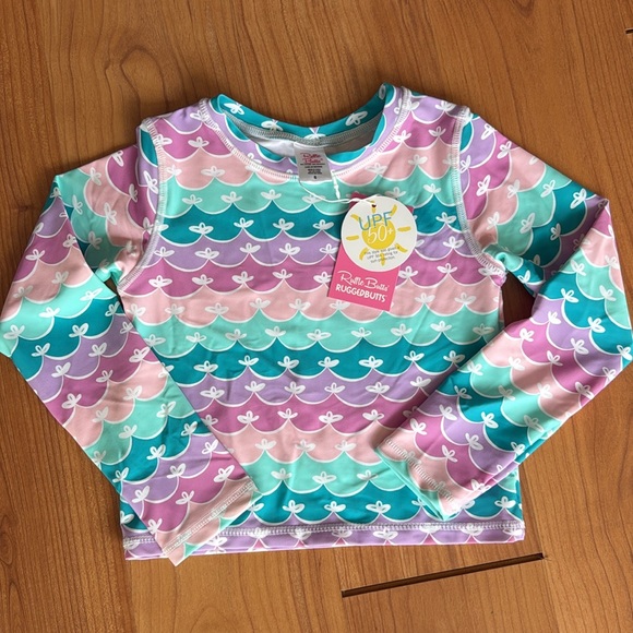NWT Ruffle Butts Mermaid Rash Guard Set - Picture 4 of 5